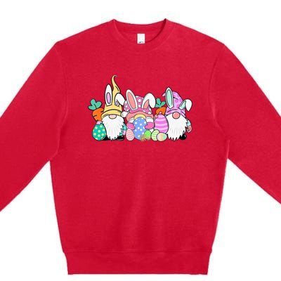 Easter Bunny Spring Gnome Easter Egg Hunting And Basket Gift Premium Crewneck Sweatshirt