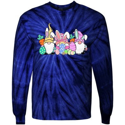 Easter Bunny Spring Gnome Easter Egg Hunting And Basket Gift Tie-Dye Long Sleeve Shirt