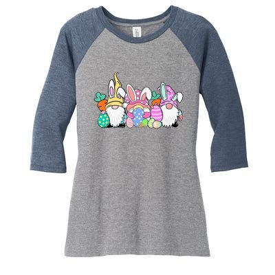 Easter Bunny Spring Gnome Easter Egg Hunting And Basket Gift Women's Tri-Blend 3/4-Sleeve Raglan Shirt