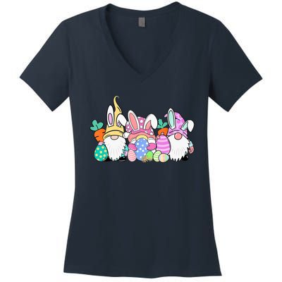 Easter Bunny Spring Gnome Easter Egg Hunting And Basket Gift Women's V-Neck T-Shirt