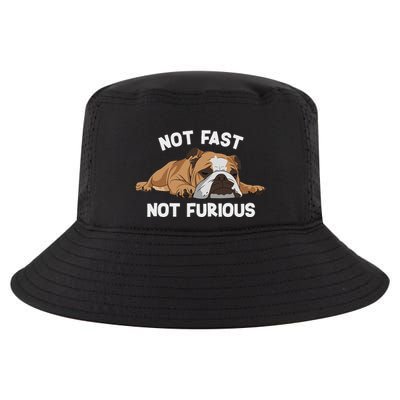English Bulldog Sleeping Not Fast Not Furious Funny Slogan Cool Comfort Performance Bucket Hat