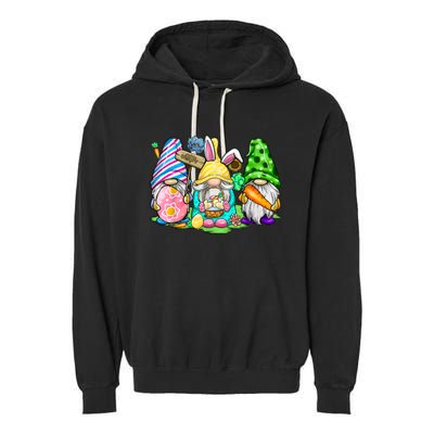 Easter Bunny Spring Gnome Easter Egg Hunting And Basket Gift Garment-Dyed Fleece Hoodie