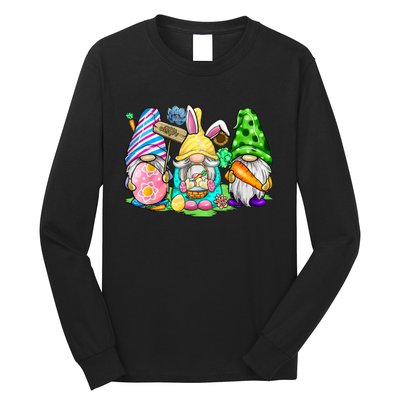 Easter Bunny Spring Gnome Easter Egg Hunting And Basket Gift Long Sleeve Shirt