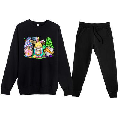 Easter Bunny Spring Gnome Easter Egg Hunting And Basket Gift Premium Crewneck Sweatsuit Set