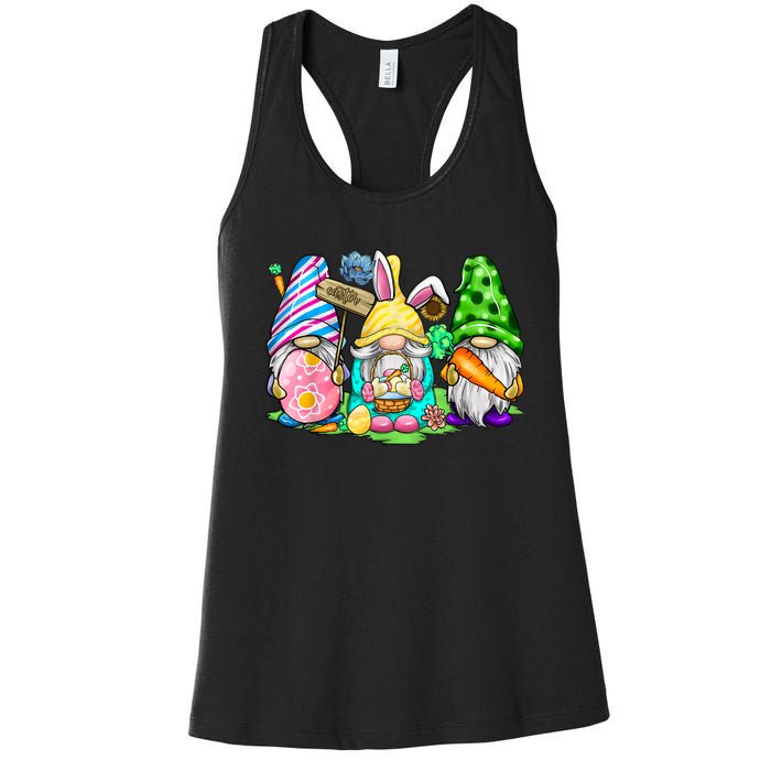 Easter Bunny Spring Gnome Easter Egg Hunting And Basket Gift Women's Racerback Tank