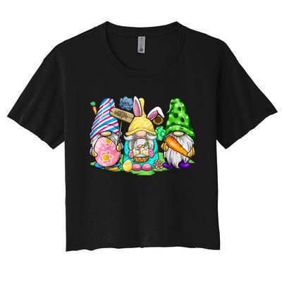 Easter Bunny Spring Gnome Easter Egg Hunting And Basket Gift Women's Crop Top Tee