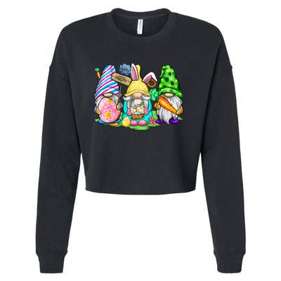 Easter Bunny Spring Gnome Easter Egg Hunting And Basket Gift Cropped Pullover Crew