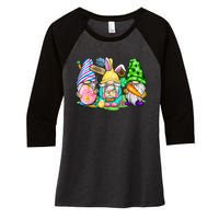 Easter Bunny Spring Gnome Easter Egg Hunting And Basket Gift Women's Tri-Blend 3/4-Sleeve Raglan Shirt