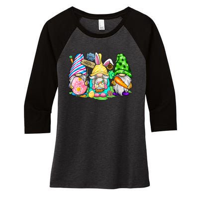 Easter Bunny Spring Gnome Easter Egg Hunting And Basket Gift Women's Tri-Blend 3/4-Sleeve Raglan Shirt