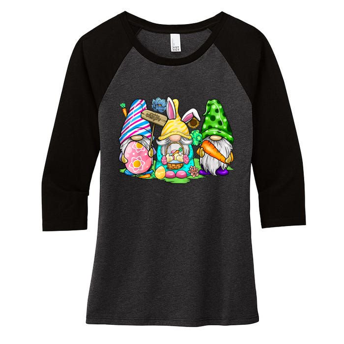 Easter Bunny Spring Gnome Easter Egg Hunting And Basket Gift Women's Tri-Blend 3/4-Sleeve Raglan Shirt