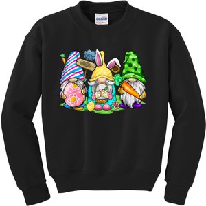 Easter Bunny Spring Gnome Easter Egg Hunting And Basket Gift Kids Sweatshirt