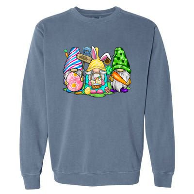 Easter Bunny Spring Gnome Easter Egg Hunting And Basket Gift Garment-Dyed Sweatshirt