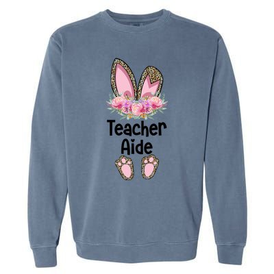 Easter Bunny School Teacher Leopard Teacher Aide Easter Gift Garment-Dyed Sweatshirt