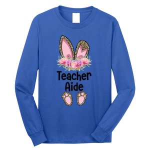 Easter Bunny School Teacher Leopard Teacher Aide Easter Gift Long Sleeve Shirt