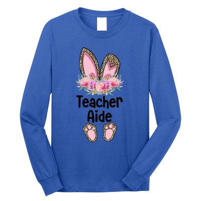 Easter Bunny School Teacher Leopard Teacher Aide Easter Gift Long Sleeve Shirt