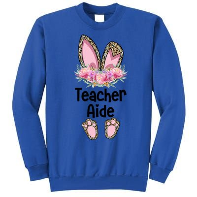 Easter Bunny School Teacher Leopard Teacher Aide Easter Gift Tall Sweatshirt