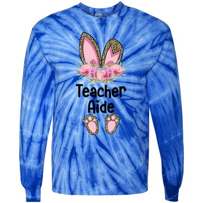 Easter Bunny School Teacher Leopard Teacher Aide Easter Gift Tie-Dye Long Sleeve Shirt