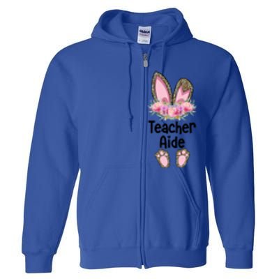 Easter Bunny School Teacher Leopard Teacher Aide Easter Gift Full Zip Hoodie