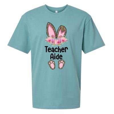 Easter Bunny School Teacher Leopard Teacher Aide Easter Gift Sueded Cloud Jersey T-Shirt