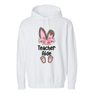 Easter Bunny School Teacher Leopard Teacher Aide Easter Gift Garment-Dyed Fleece Hoodie