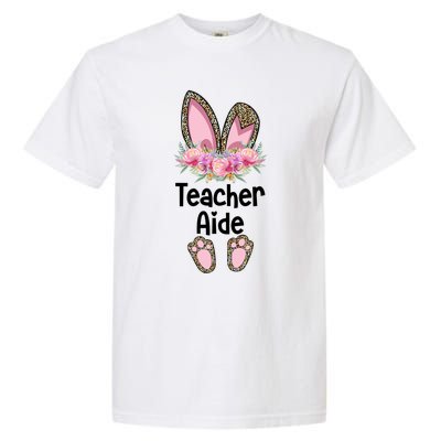 Easter Bunny School Teacher Leopard Teacher Aide Easter Gift Garment-Dyed Heavyweight T-Shirt