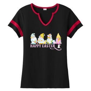 Easter Bunny Spring Gnome Easter Egg Hunting And Basket Ladies Halftime Notch Neck Tee