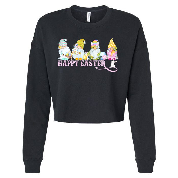 Easter Bunny Spring Gnome Easter Egg Hunting And Basket Cropped Pullover Crew