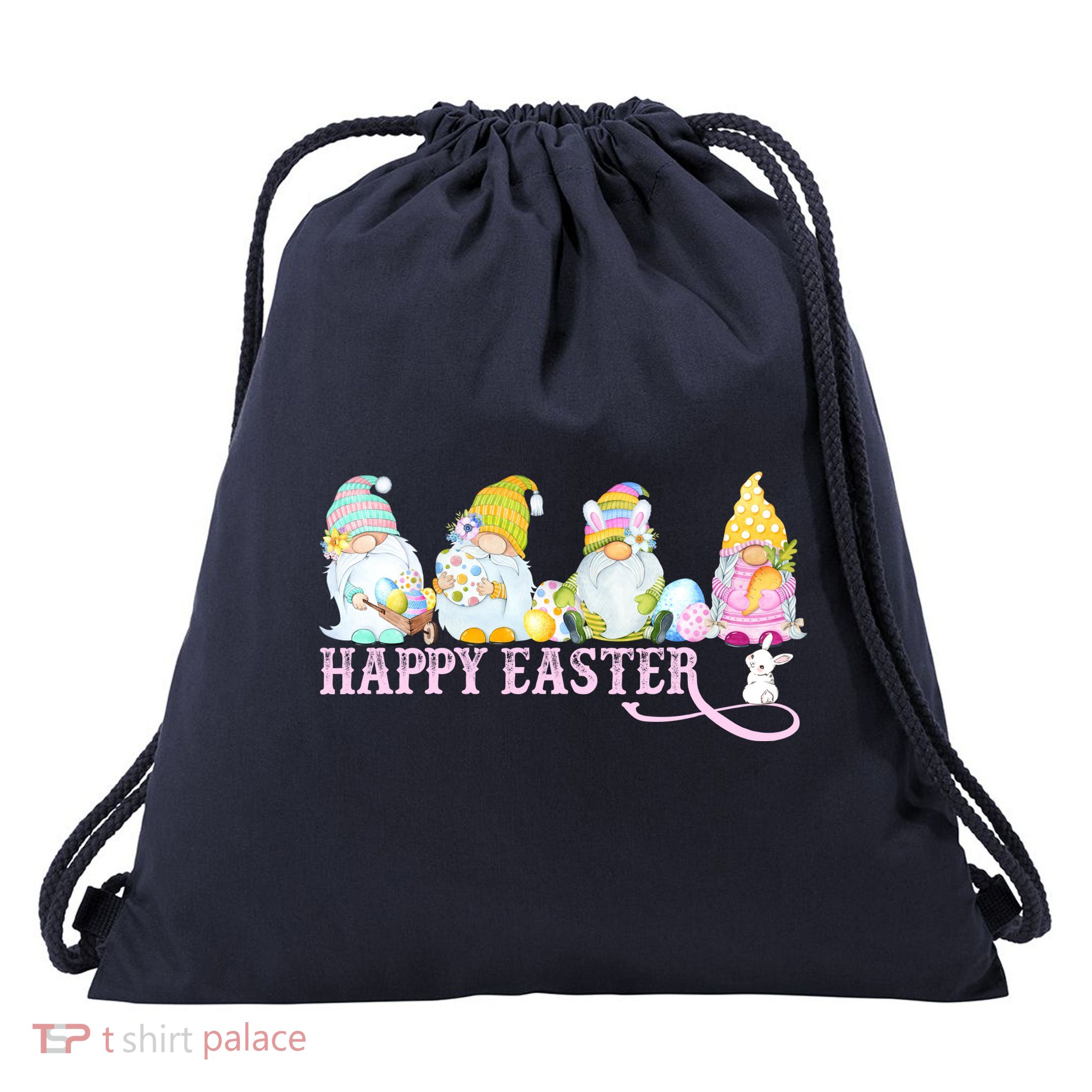 Easter Bunny Spring Gnome Easter Egg Hunting And Basket Drawstring Bag