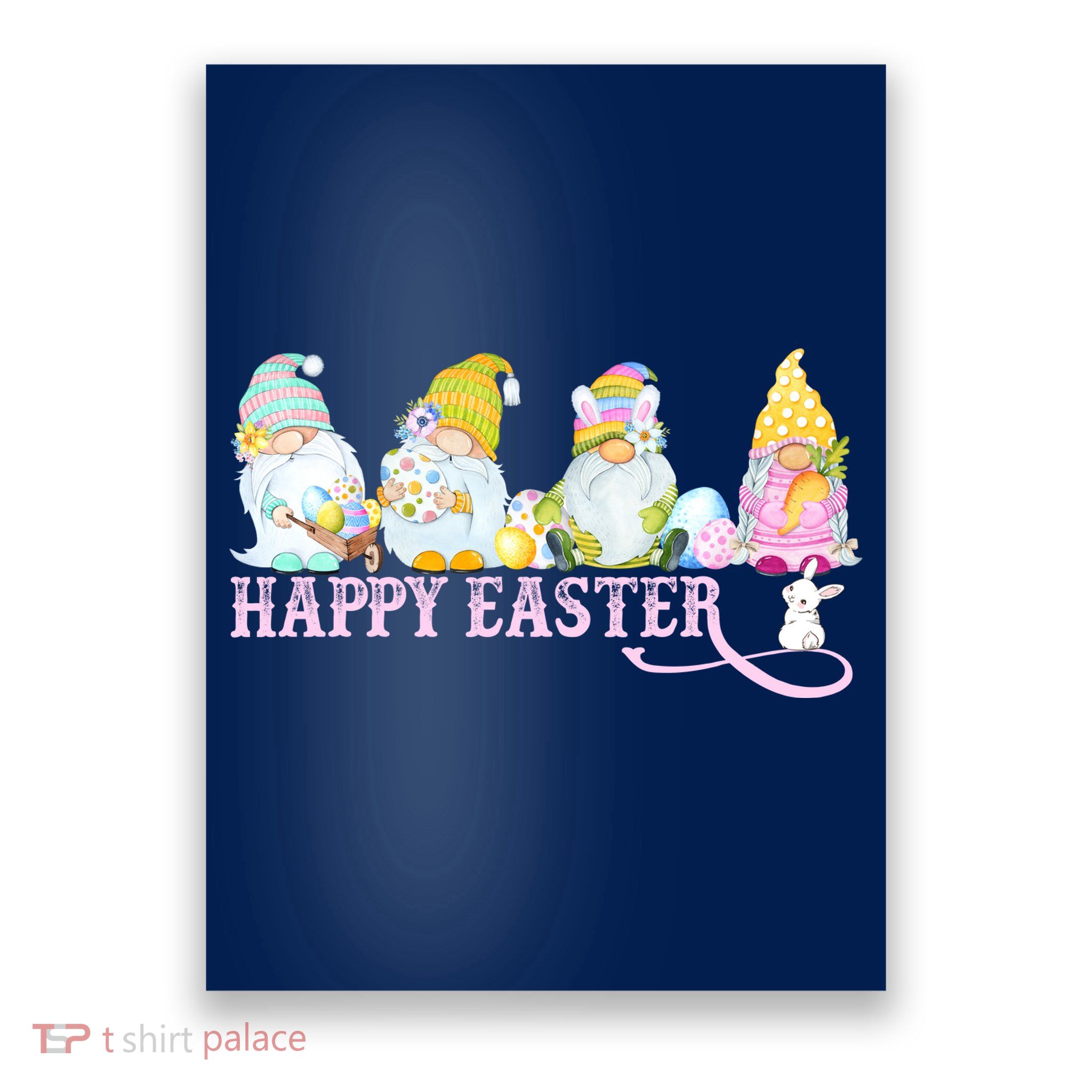 Easter Bunny Spring Gnome Easter Egg Hunting And Basket Poster