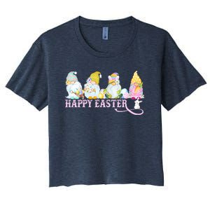 Easter Bunny Spring Gnome Easter Egg Hunting And Basket Women's Crop Top Tee