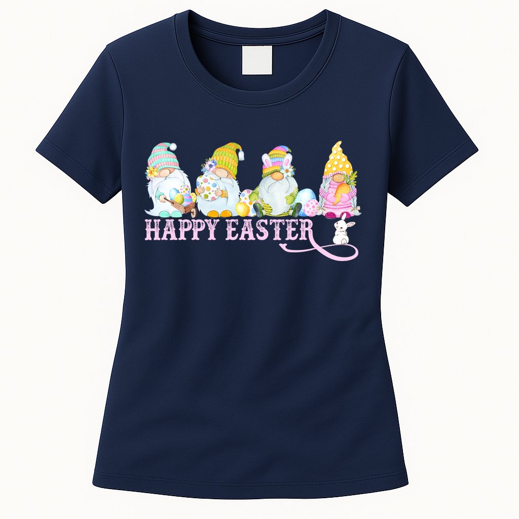 Easter Bunny Spring Gnome Easter Egg Hunting And Basket Womens T-Shirt