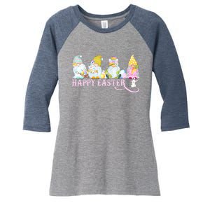 Easter Bunny Spring Gnome Easter Egg Hunting And Basket Women's Tri-Blend 3/4-Sleeve Raglan Shirt