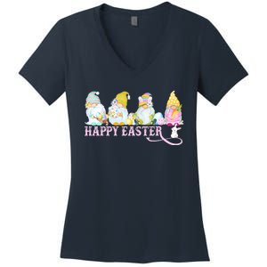 Easter Bunny Spring Gnome Easter Egg Hunting And Basket Women's V-Neck T-Shirt