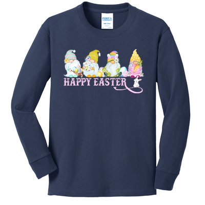 Easter Bunny Spring Gnome Easter Egg Hunting And Basket Kids Long Sleeve Shirt