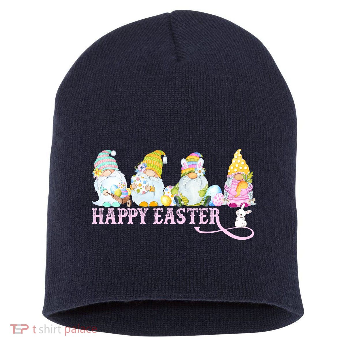 Easter Bunny Spring Gnome Easter Egg Hunting And Basket Short Acrylic Beanie
