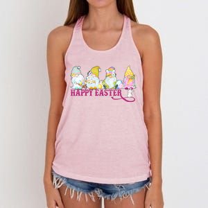 Easter Bunny Spring Gnome Easter Egg Hunting And Basket Women's Knotted Racerback Tank