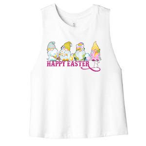 Easter Bunny Spring Gnome Easter Egg Hunting And Basket Women's Racerback Cropped Tank