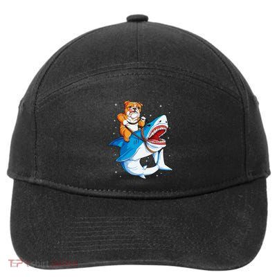 English Bulldog Shark Space Galaxy Jawsome Gift 7-Panel Snapback Hat