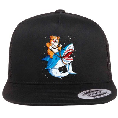 English Bulldog Shark Space Galaxy Jawsome Gift Flatbill Hat