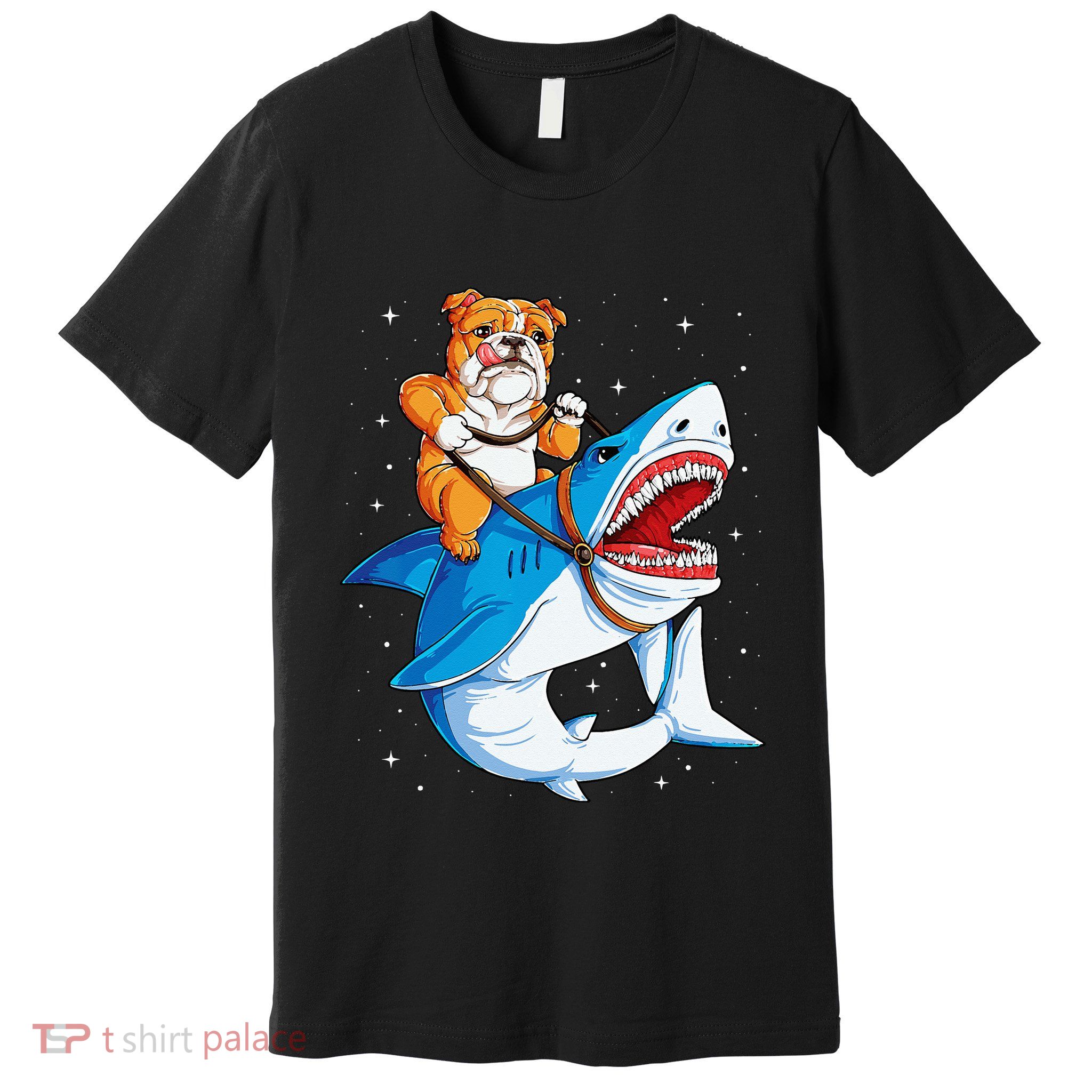 English Bulldog Shark Space Galaxy Jawsome Gift Premium T-Shirt