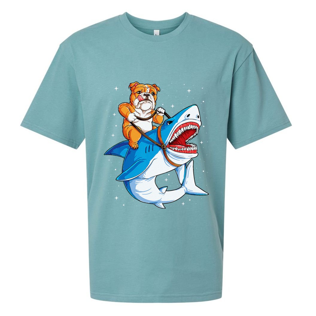 English Bulldog Shark Space Galaxy Jawsome Gift Sueded Cloud Jersey T-Shirt