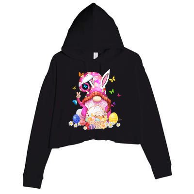 Easter Bunny Spring Gnome Easter Egg Hunting And Basket Gift Crop Fleece Hoodie