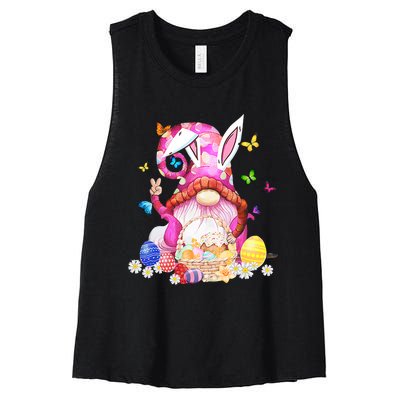 Easter Bunny Spring Gnome Easter Egg Hunting And Basket Gift Women's Racerback Cropped Tank