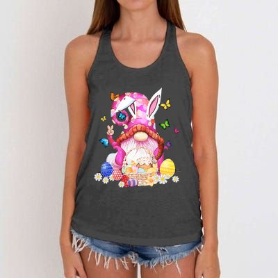 Easter Bunny Spring Gnome Easter Egg Hunting And Basket Gift Women's Knotted Racerback Tank