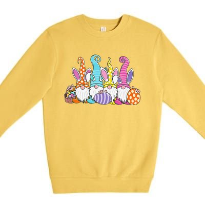 Easter Bunny Spring Gnome Easter Egg Hunting And Basket Gift Premium Crewneck Sweatshirt