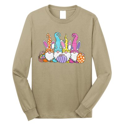 Easter Bunny Spring Gnome Easter Egg Hunting And Basket Gift Long Sleeve Shirt