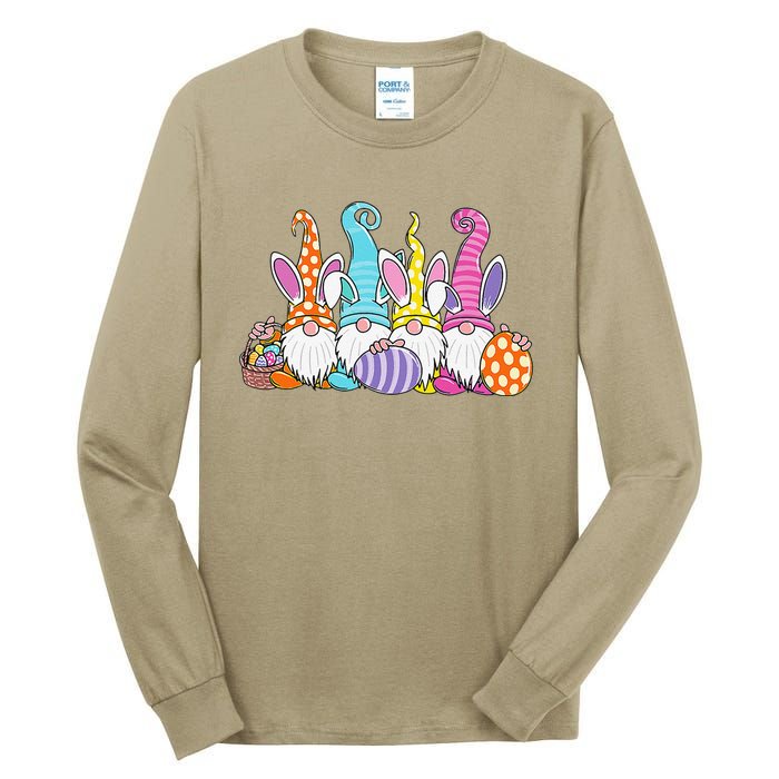 Easter Bunny Spring Gnome Easter Egg Hunting And Basket Gift Tall Long Sleeve T-Shirt