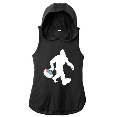 Easter Bigfoot Sasquatch Funny Easter Eggs Basket Ladies PosiCharge Tri-Blend Wicking Draft Hoodie Tank