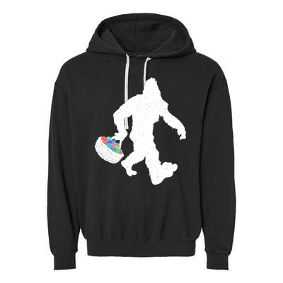 Easter Bigfoot Sasquatch Funny Easter Eggs Basket Garment-Dyed Fleece Hoodie
