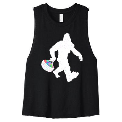 Easter Bigfoot Sasquatch Funny Easter Eggs Basket Women's Racerback Cropped Tank